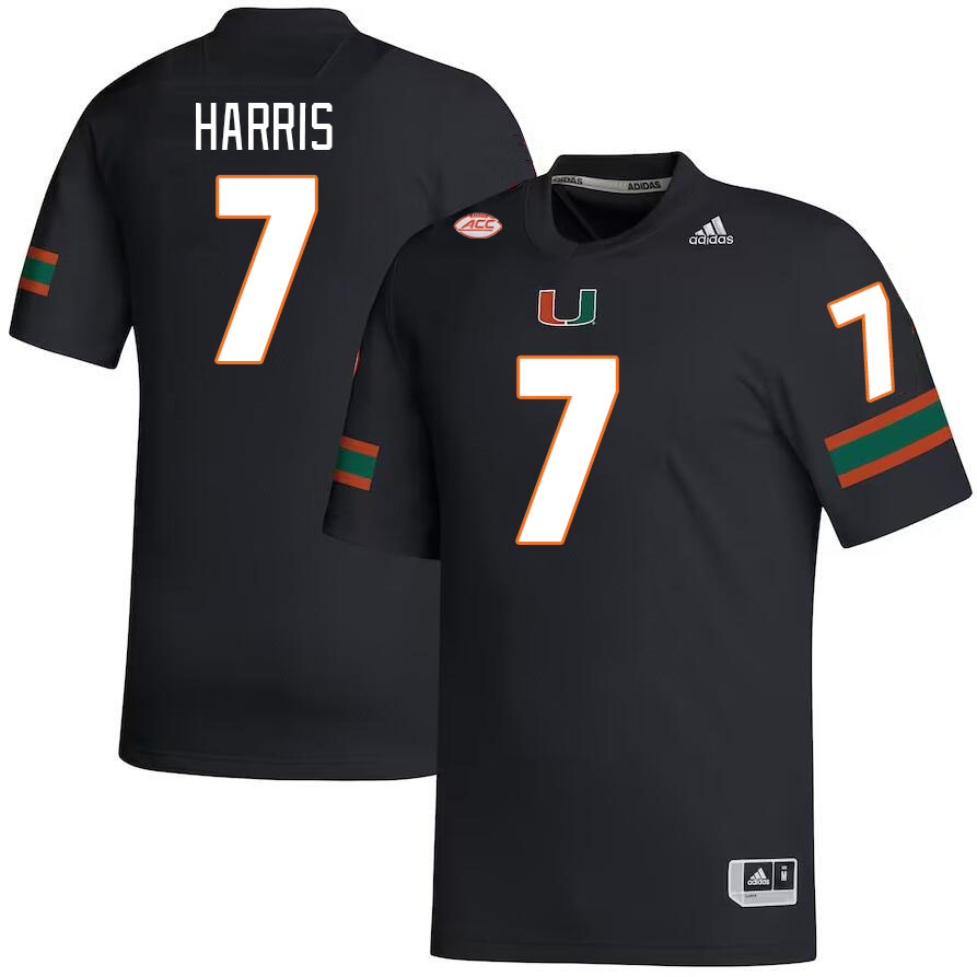 Men #7 Jaden Harris Miami Hurricanes College Football Jerseys Stitched-Black